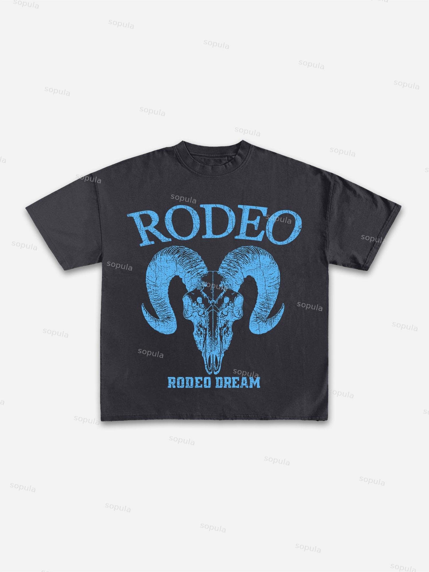 Rodeo Bull Head Print Cotton T-shirt Product Image