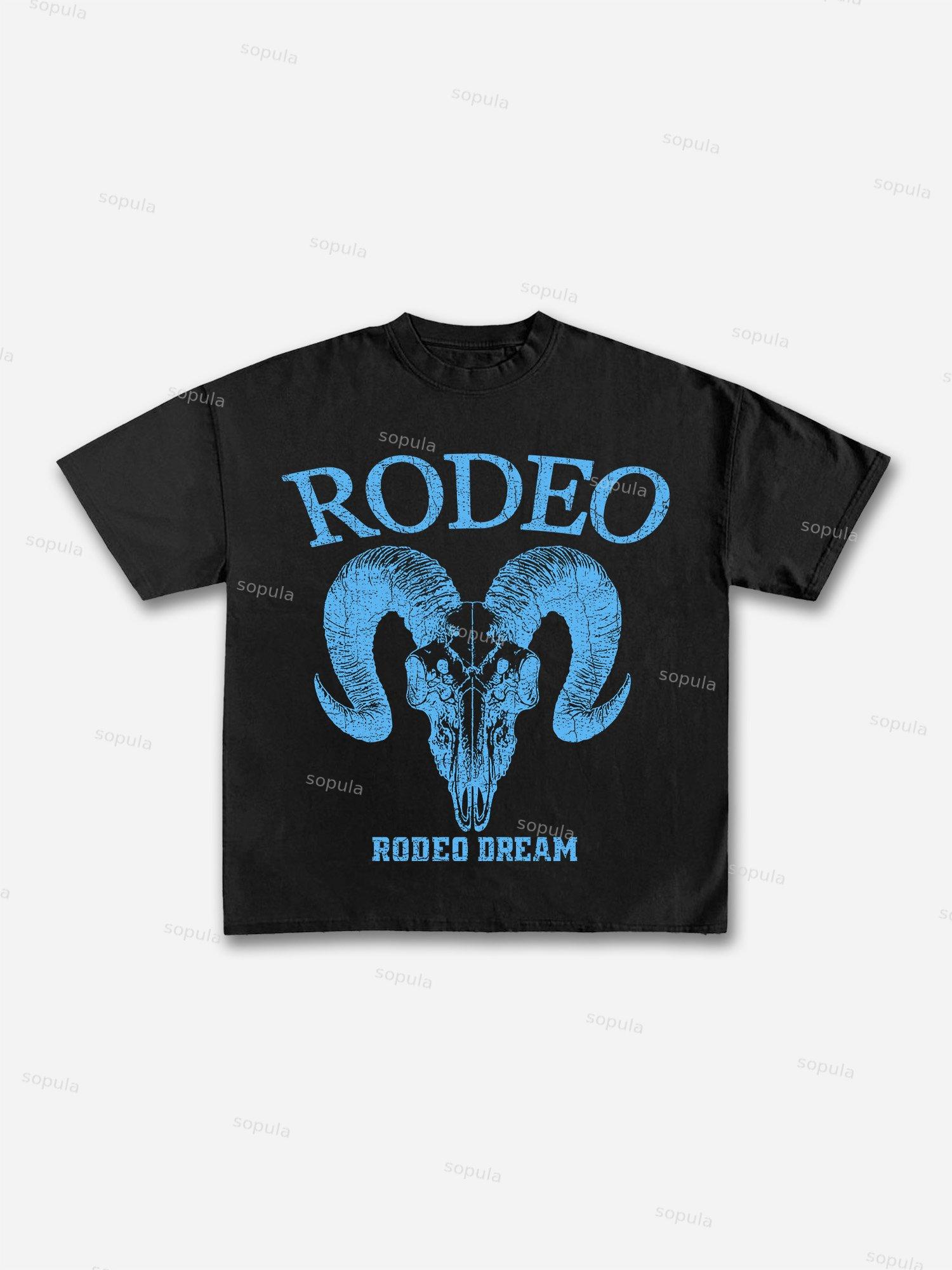 Rodeo Bull Head Print Cotton T-shirt Product Image