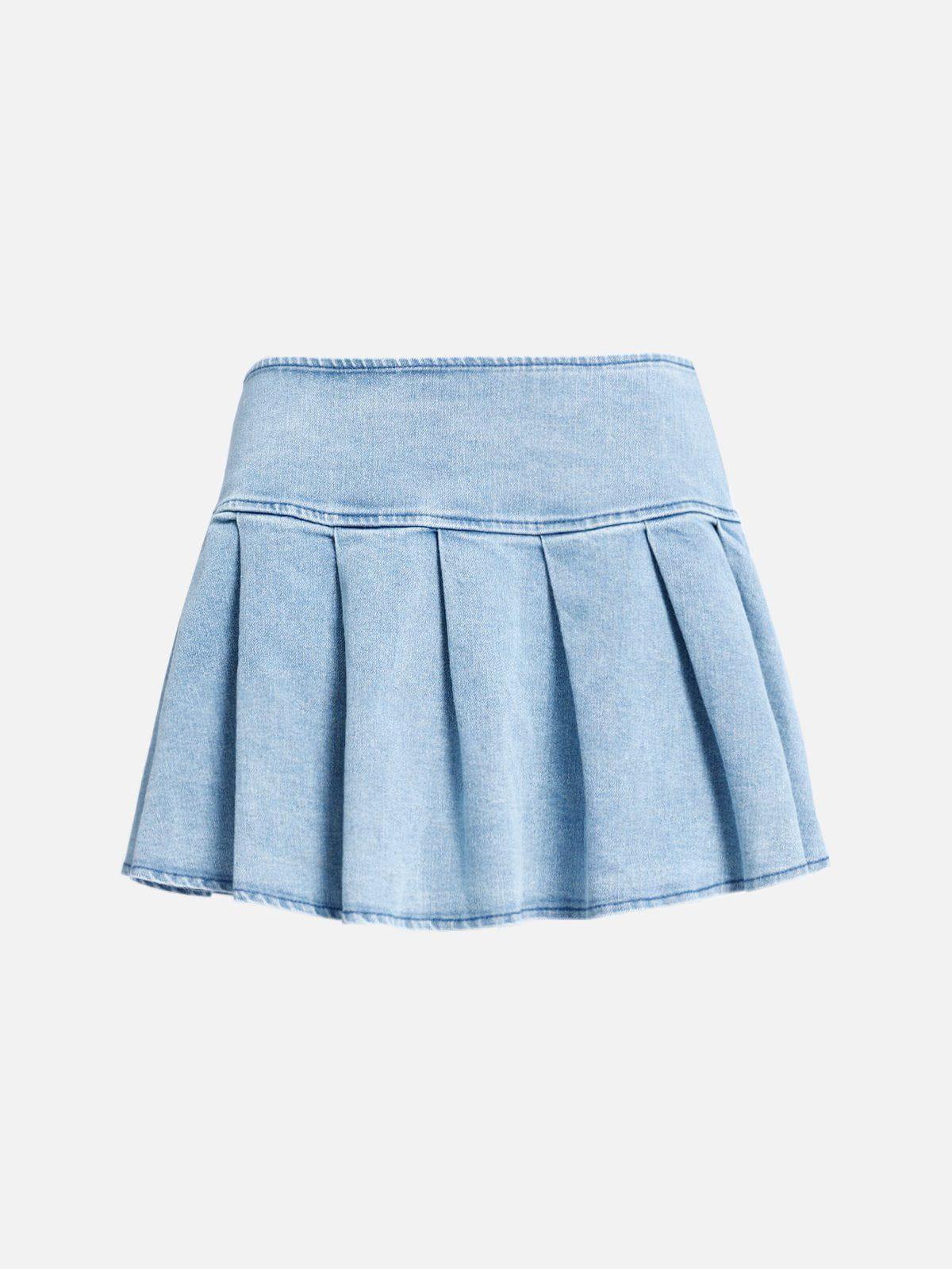 Aelfric Eden Slit Wrinkle Denim Skirt Set Female Product Image