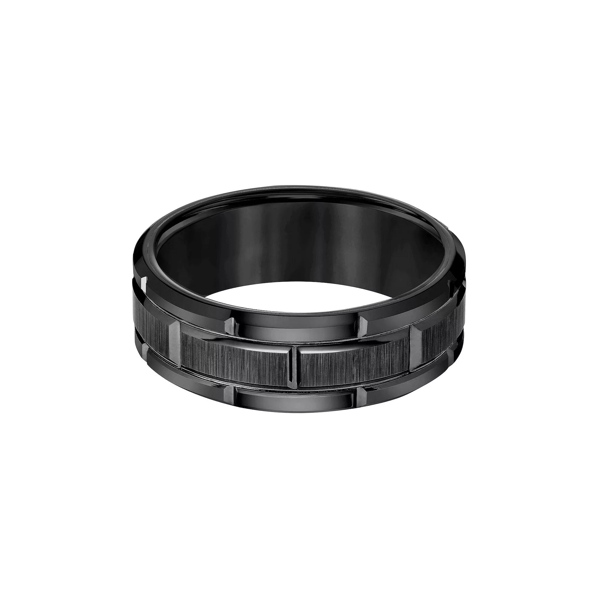 AXL Black Tungsten Beveled Edge Men's Wedding Band, Size: 9.50 Product Image