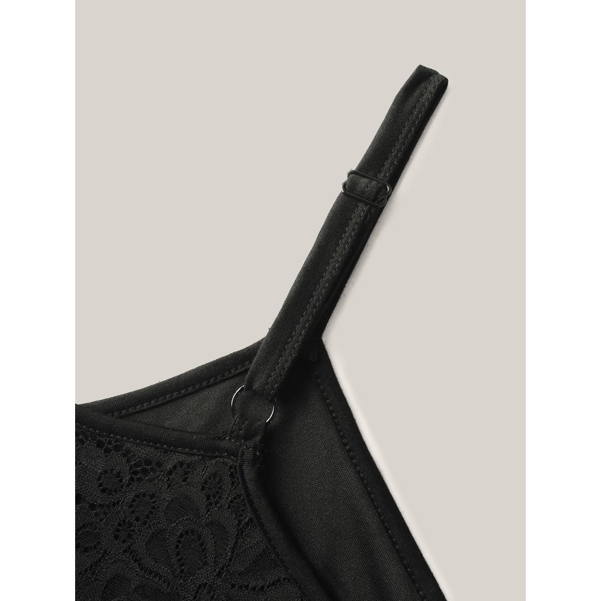 Plus Size Floral Lace Lined Tank Top Women Black Timeless Non V-neck Elegant Tank Tops Camis BloomChic 12/L Product Image