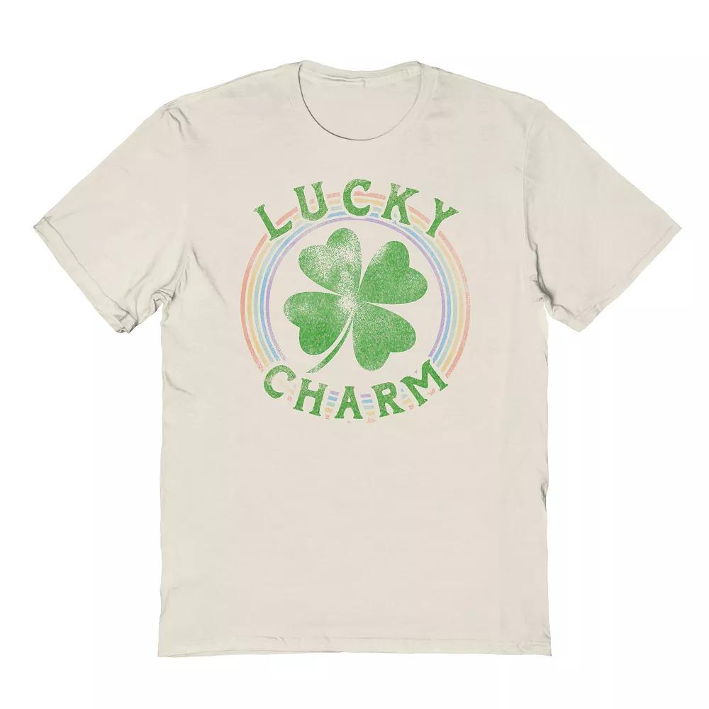 Men's St Patrick's Day Lucky Charm Graphic Tee, Size: Small, Natural Product Image