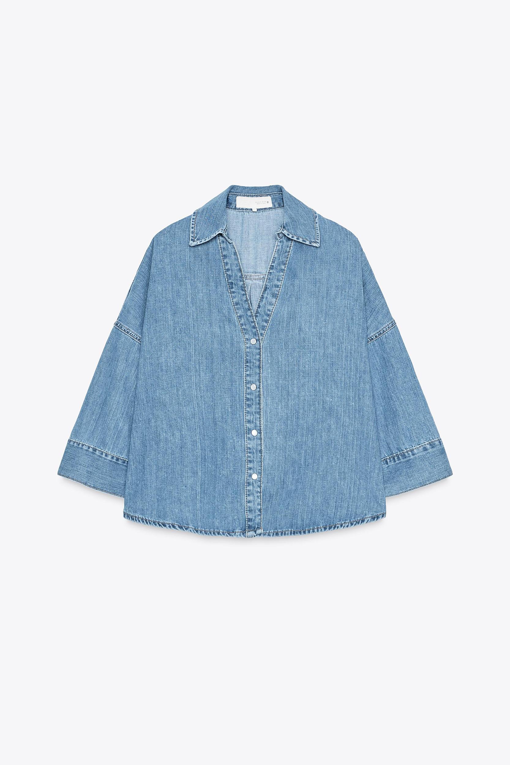 Z1975 FLOWY WIDE-SLEEVE DENIM SHIRT Product Image