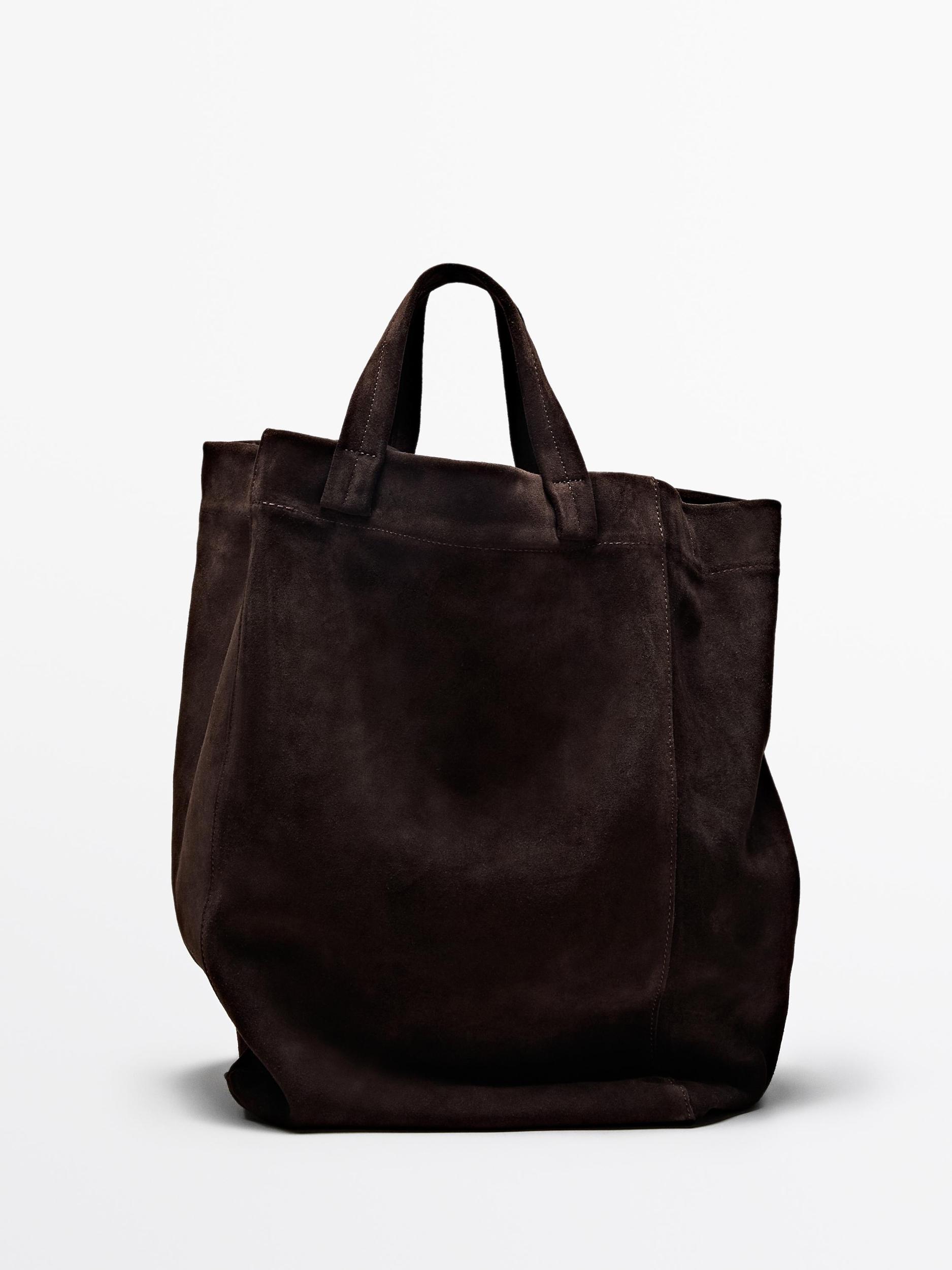 Split suede leather shopper bag Product Image