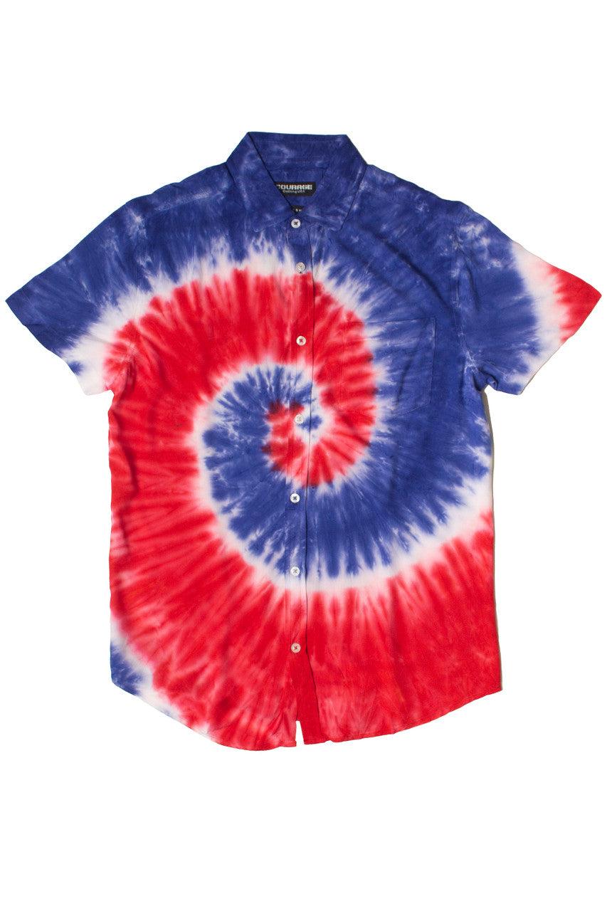 Rayon Tie Dye Button Up Shirt Product Image