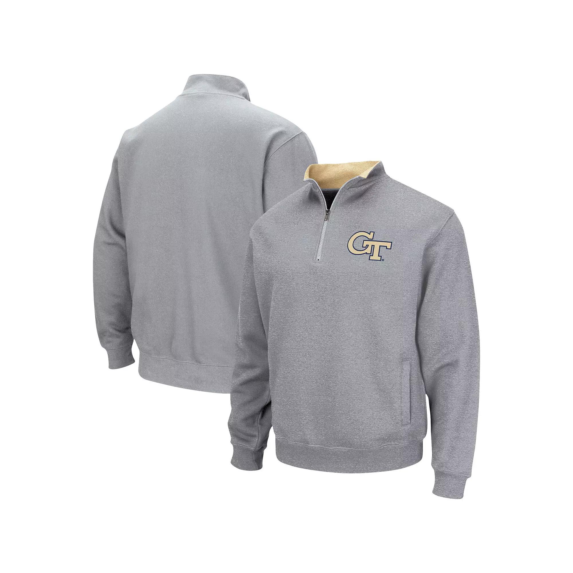 Men's Colosseum Heathered Gray GA Tech Yellow Jackets Tortugas Team Logo Quarter-Zip Jacket,  Product Image