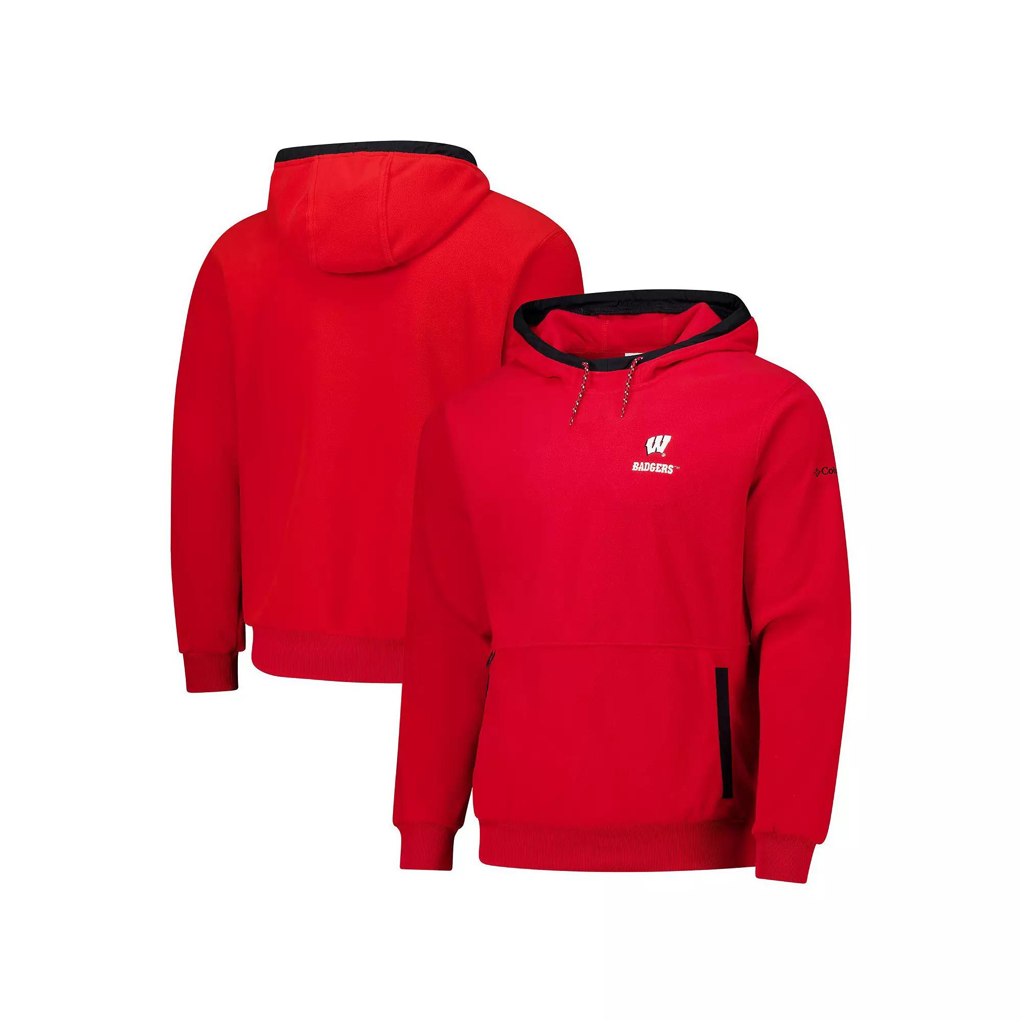 Men's Columbia Red Wisconsin Badgers Flanker Fleece Pullover Hoodie,  Product Image