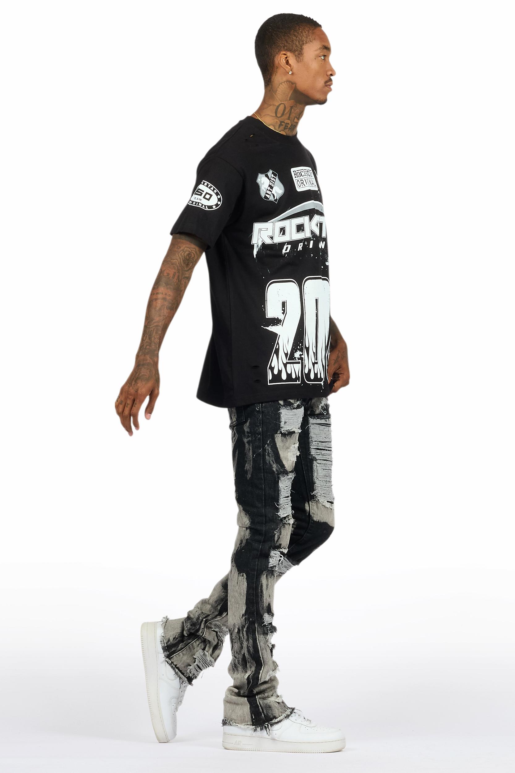 Amos Black T-Shirt/Stacked Flare Jean Bundle Male Product Image