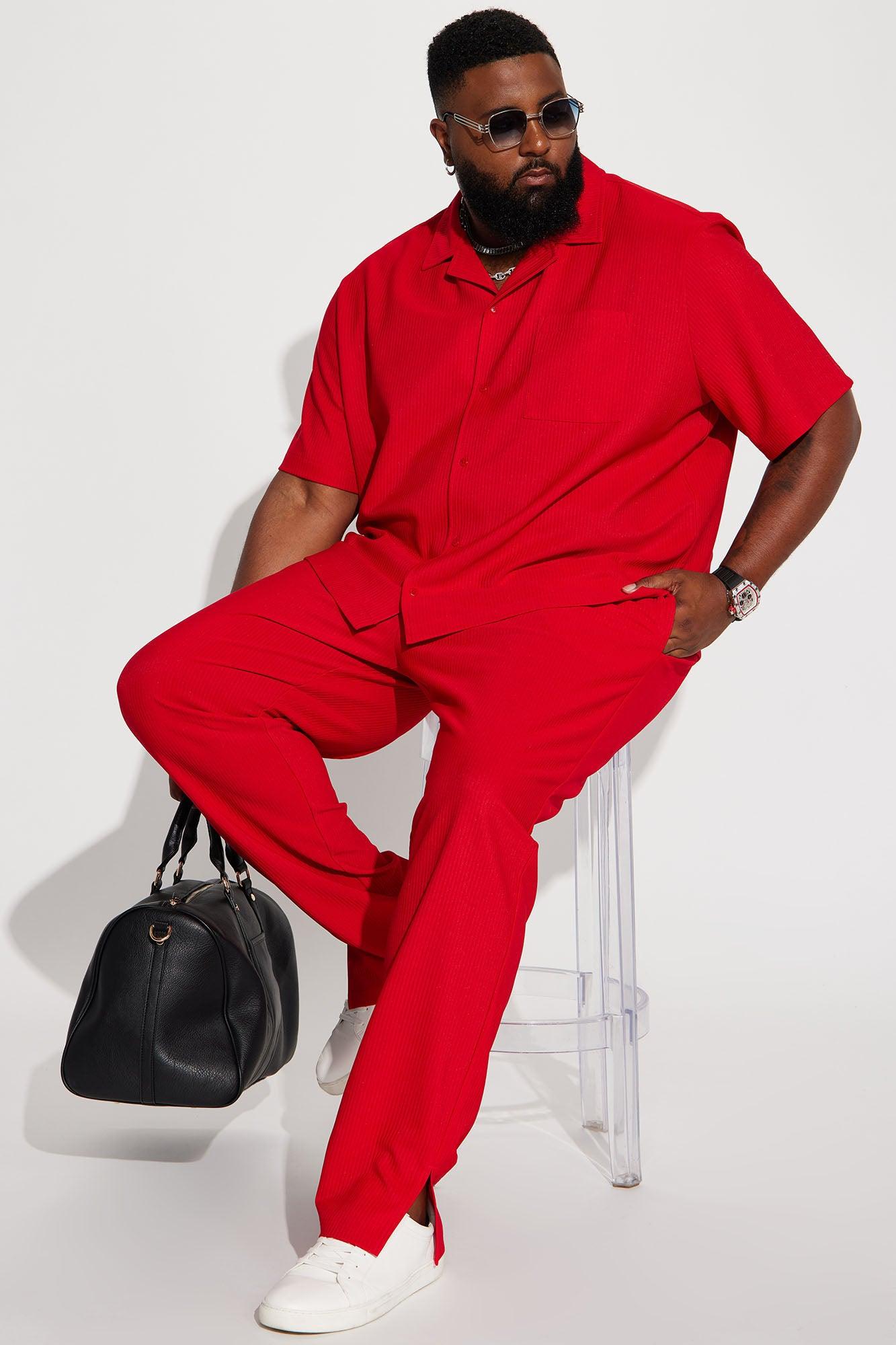 Show Up Slim Slit Pants - Red Product Image