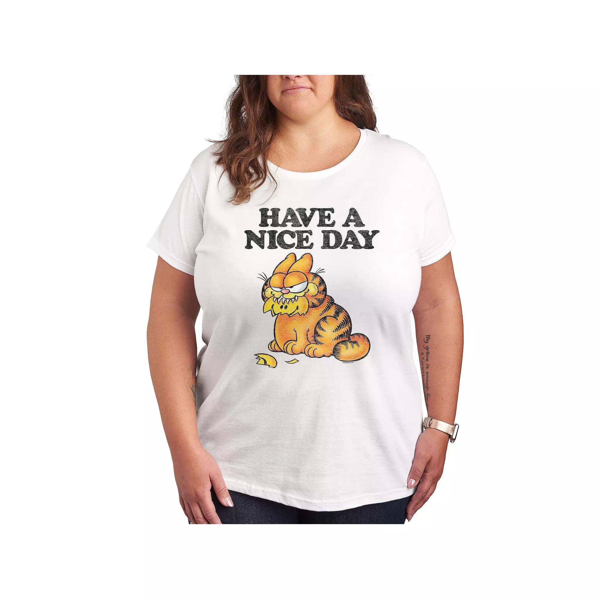 Plus Garfield Have A Nice Day Retro Graphic Tee, Women's,  Product Image