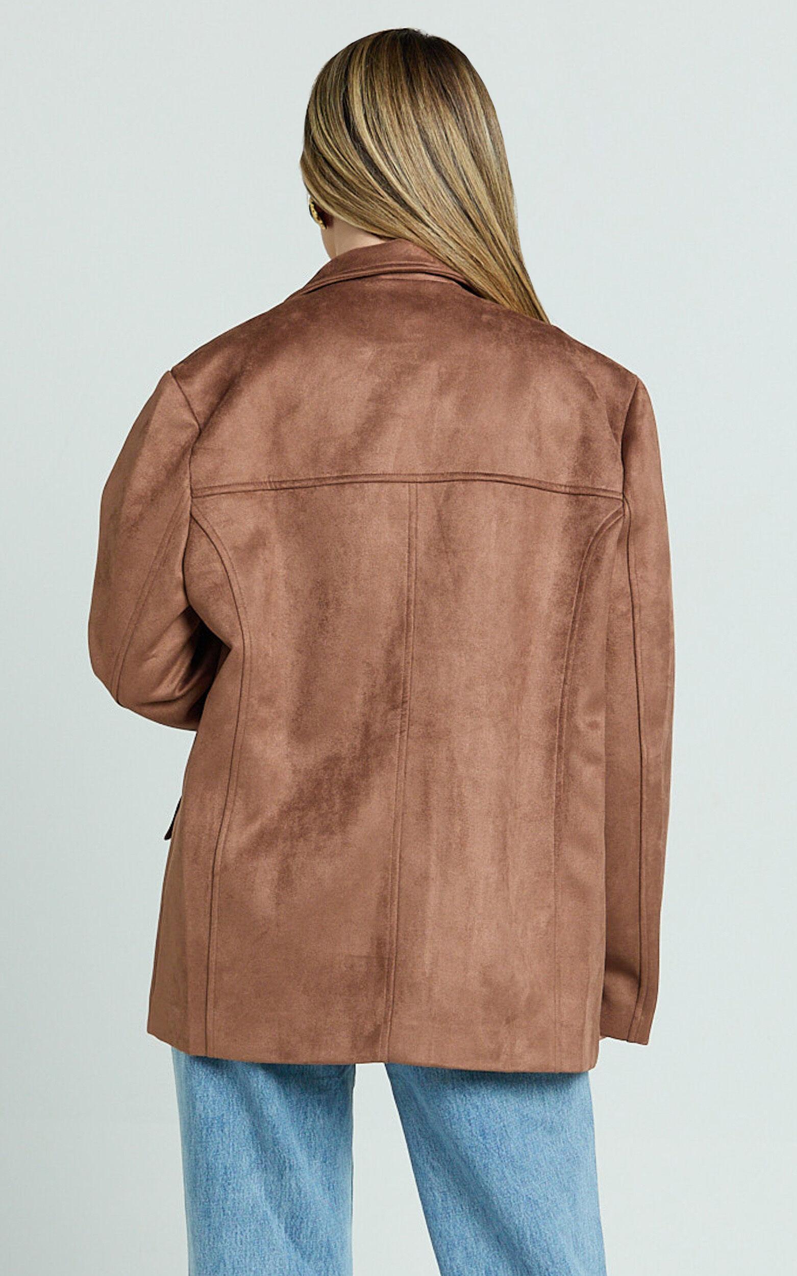 Priscilla Jacket - Faux Suede Relaxed Fit Jacket in Brown Tan Product Image
