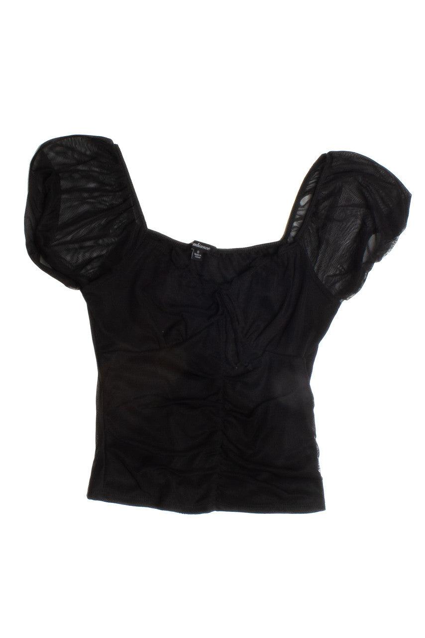 White Mesh Tie Up Milkmaid Top Product Image