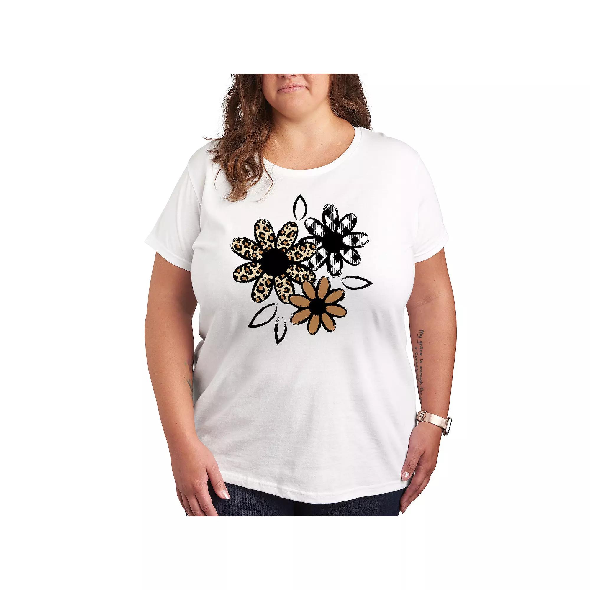 Plus Patterned Flowers Graphic Tee, Women's,  Product Image