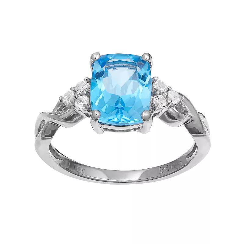 Gemminded 10k White Gold Blue & White Topaz Ring, Women's, Size: 5 Product Image