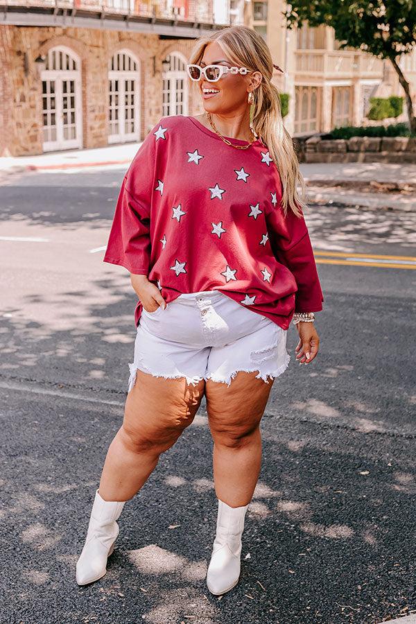 Brightest Star Sequin Oversized Tee in Red Curves Product Image