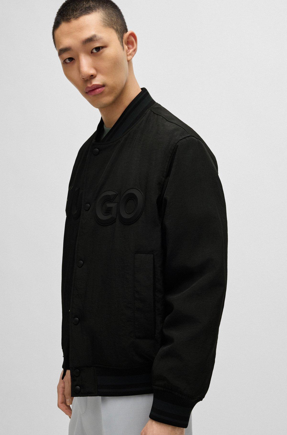 Water-repellent bomber jacket with rubberized logo Product Image