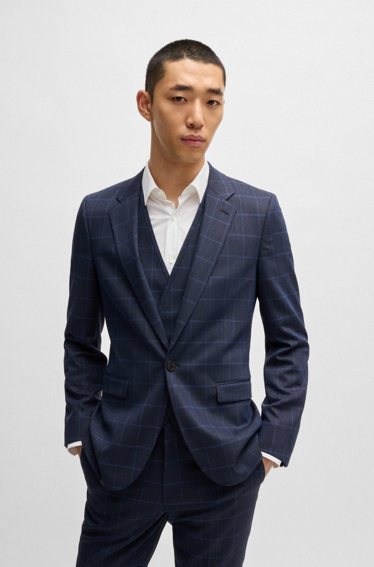 Extra-slim-fit suit in checked performance-stretch cloth Product Image