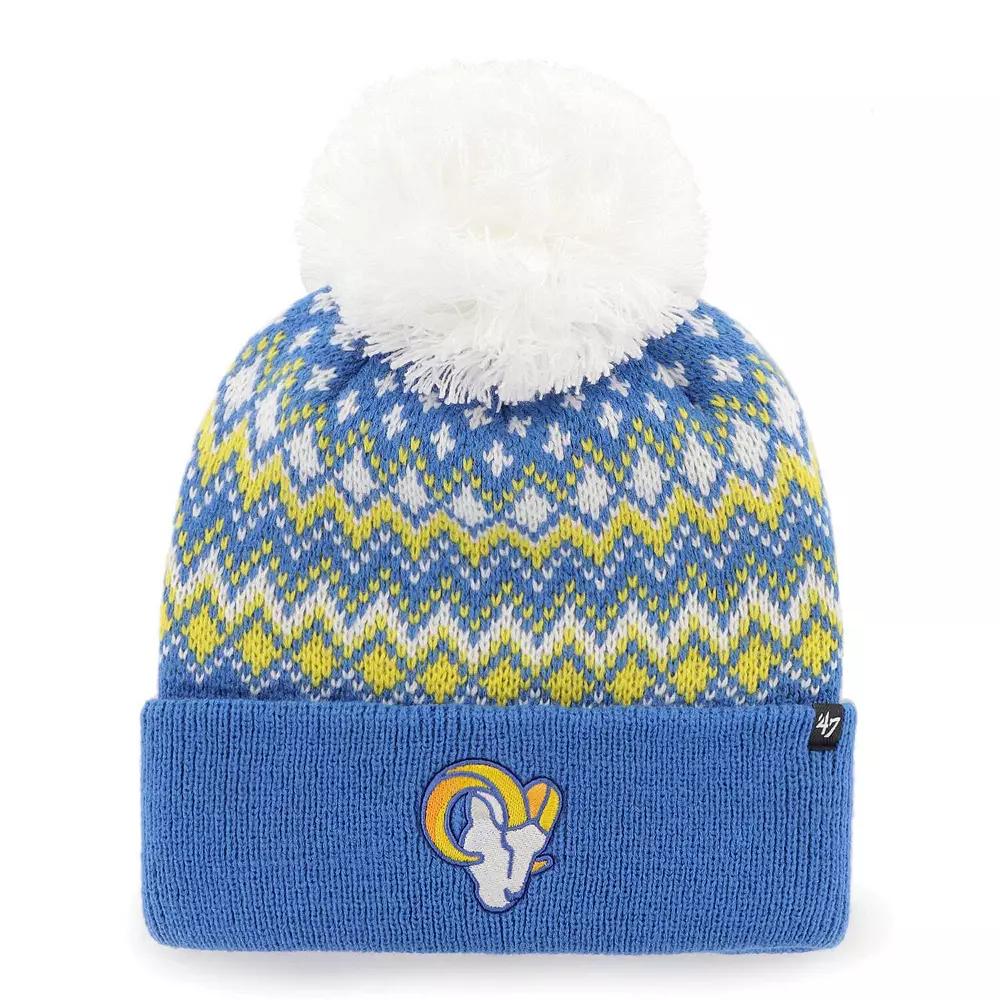 Women's '47 Royal Los Angeles Rams Elsa Cuffed Knit Hat with Pom, Blue Product Image
