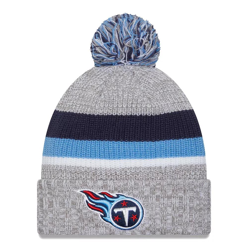 Men's New Era Heather Gray Tennessee Titans Cuffed Knit Hat with Pom, Grey Product Image