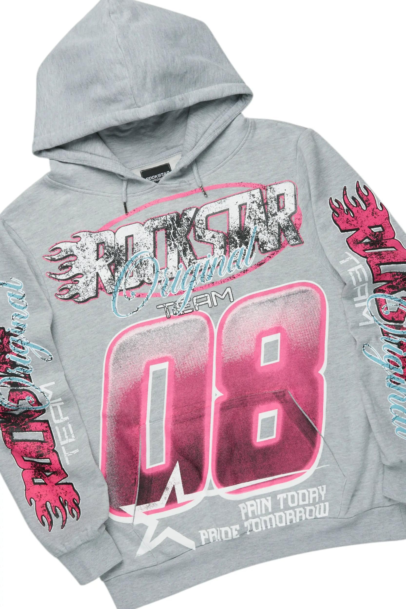 Theo Heather Grey Hoodie/Baggy Fit Track Pant Set Male Product Image