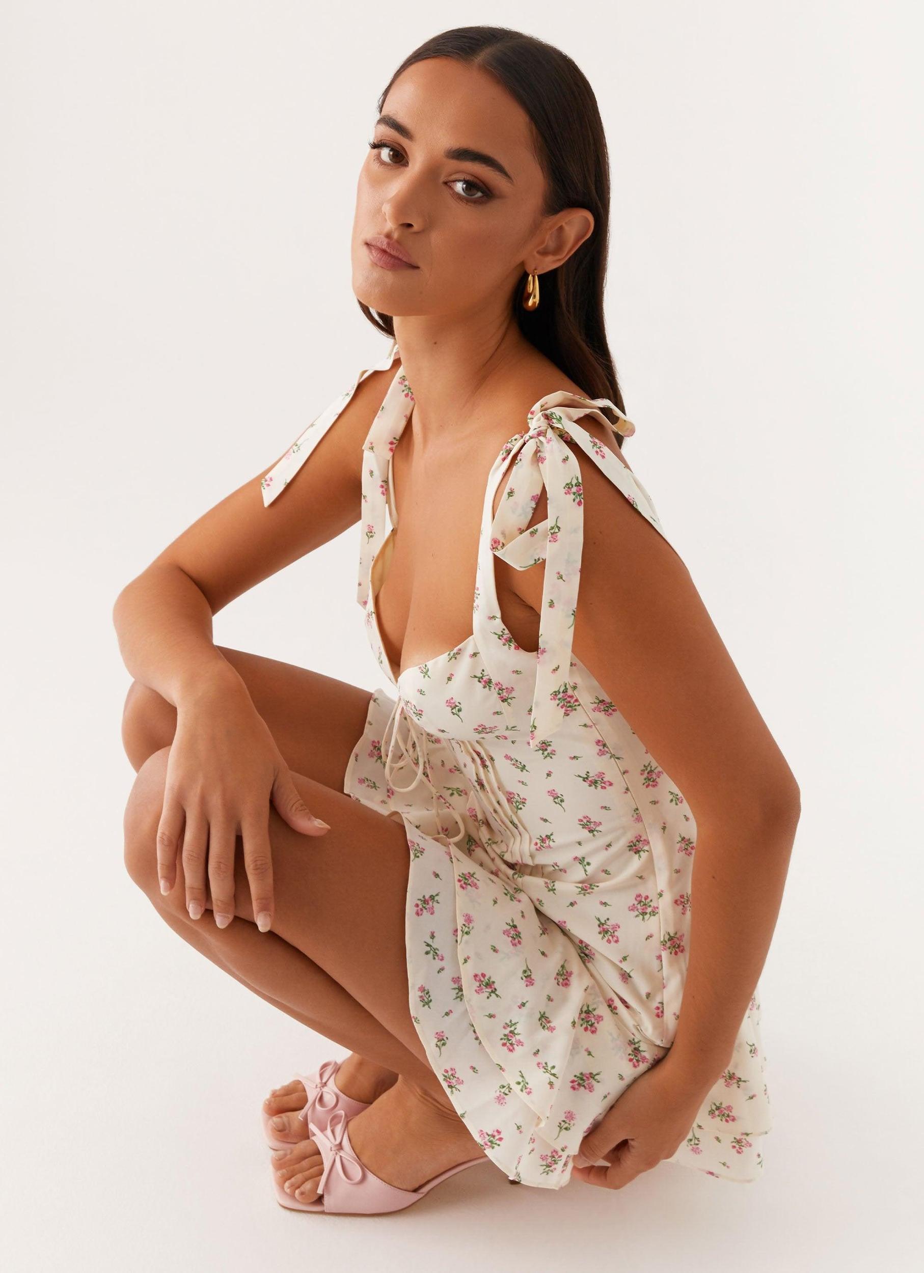 Tova Mini Dress - White Flower Product Image