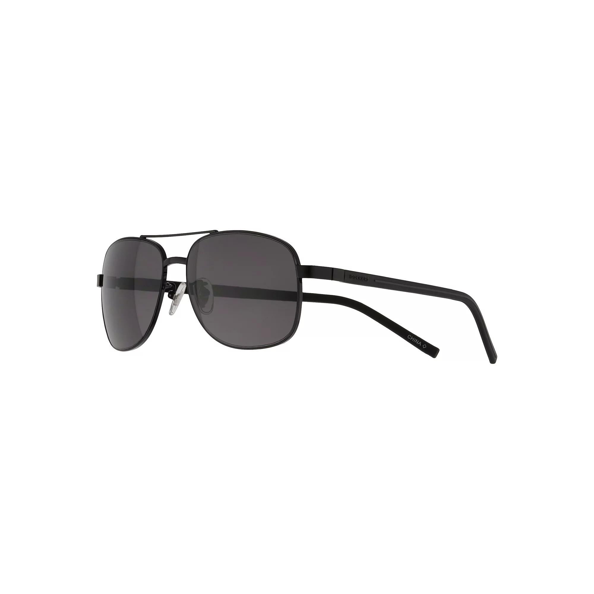 Men's Dockers® Black Smoke Aviator Sunglasses, Shiny Black Product Image