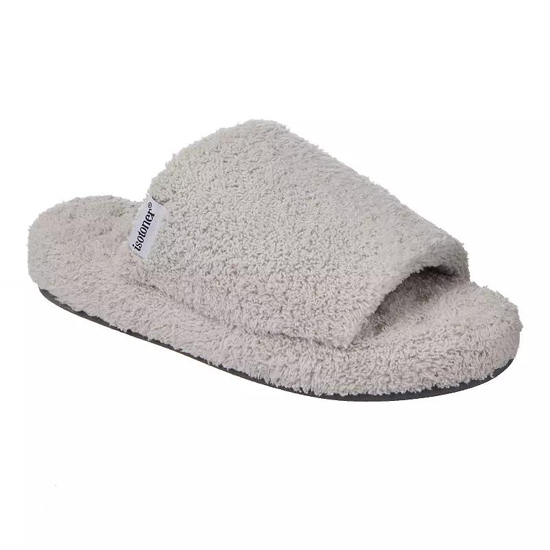 isotoner Joey Women's Cozy Plush Memory Foam Slide Slippers, Size: Medium, Blue Fog Product Image