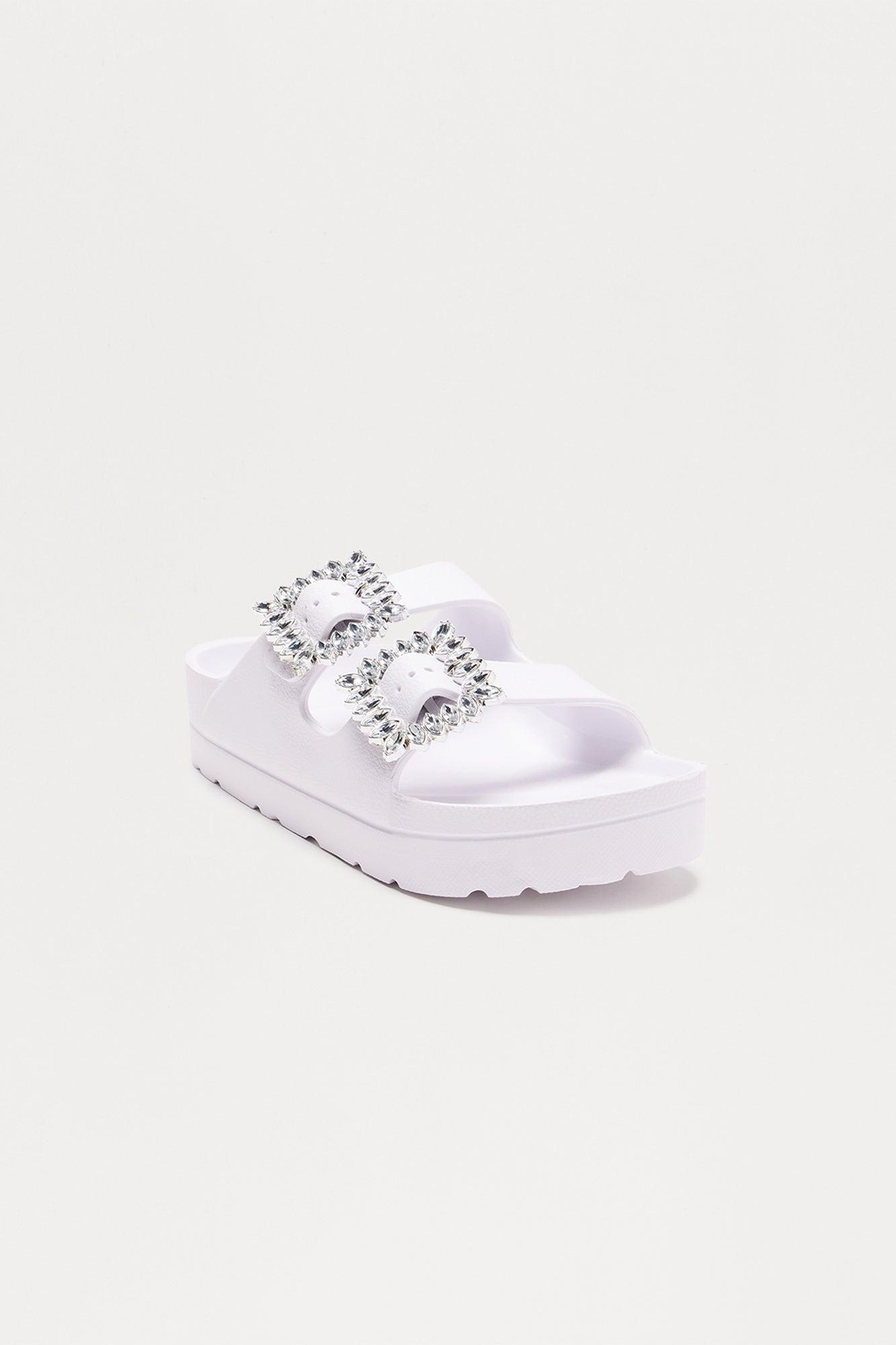 Kryslin Jewel Buckle Sandals - White Female Product Image