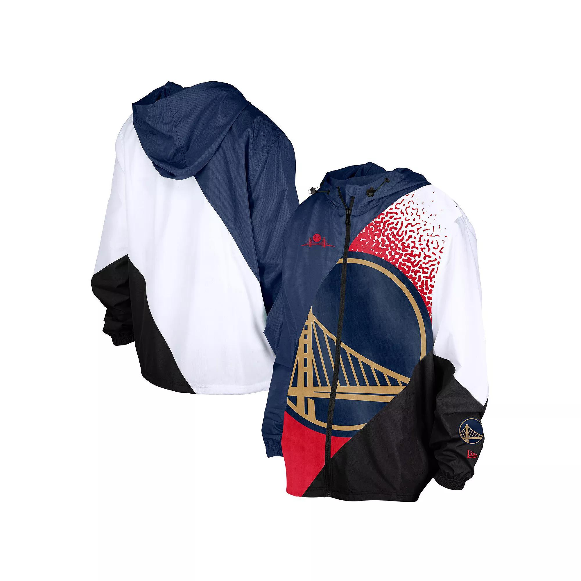 Men's New Era  Navy Golden State Warriors 2024/25 City Edition Full-Zip Windbreaker Jacket, Size: Large, Blue Product Image