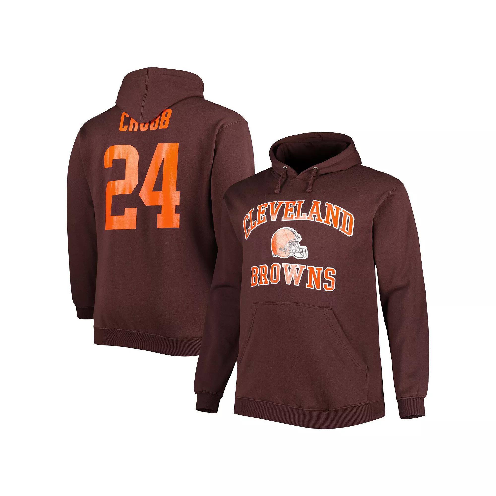 Men's Nick Chubb Brown Cleveland Browns Big & Tall Fleece Name & Number Pullover Hoodie, Size: XLT Product Image