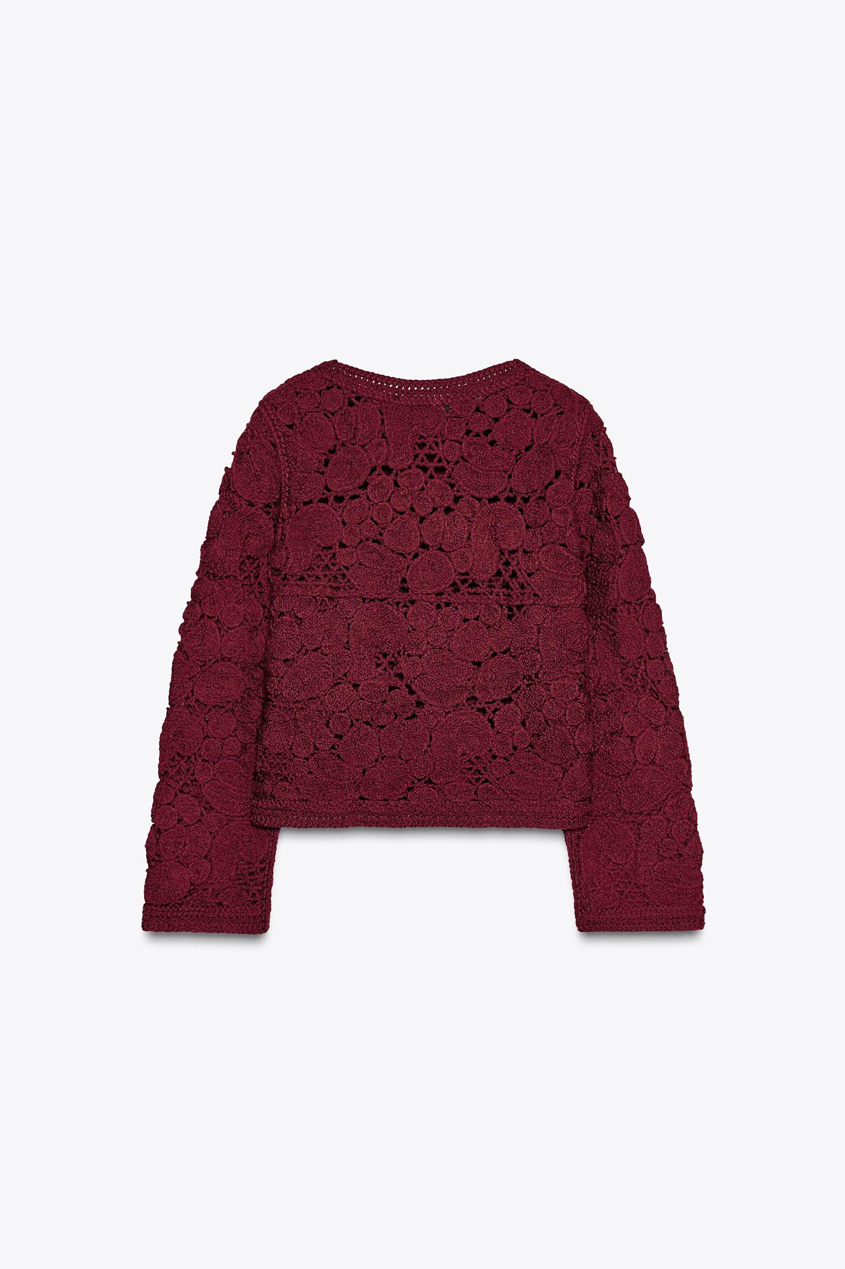 KNIT MACRAMÉ CARDIGAN Product Image