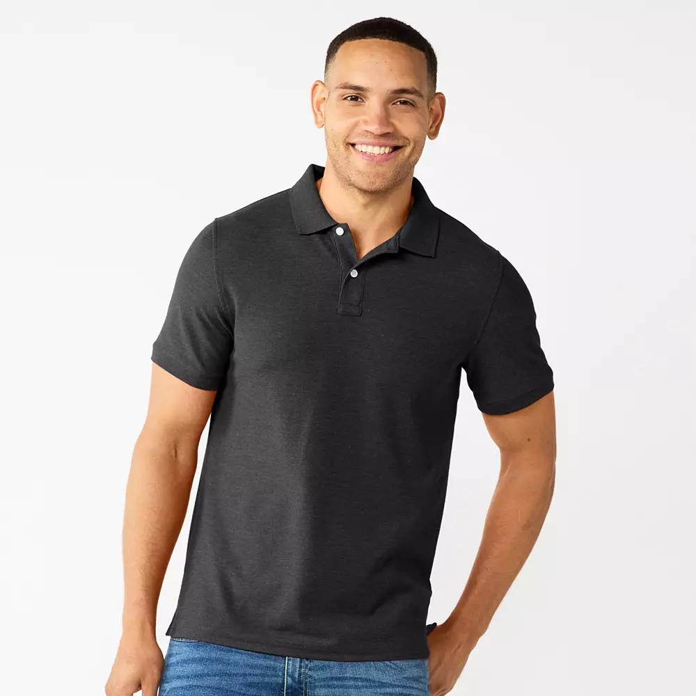 Men's Sonoma Goods For Life® Short Sleeve Pique Polo, Size: XXL, Black Black Product Image