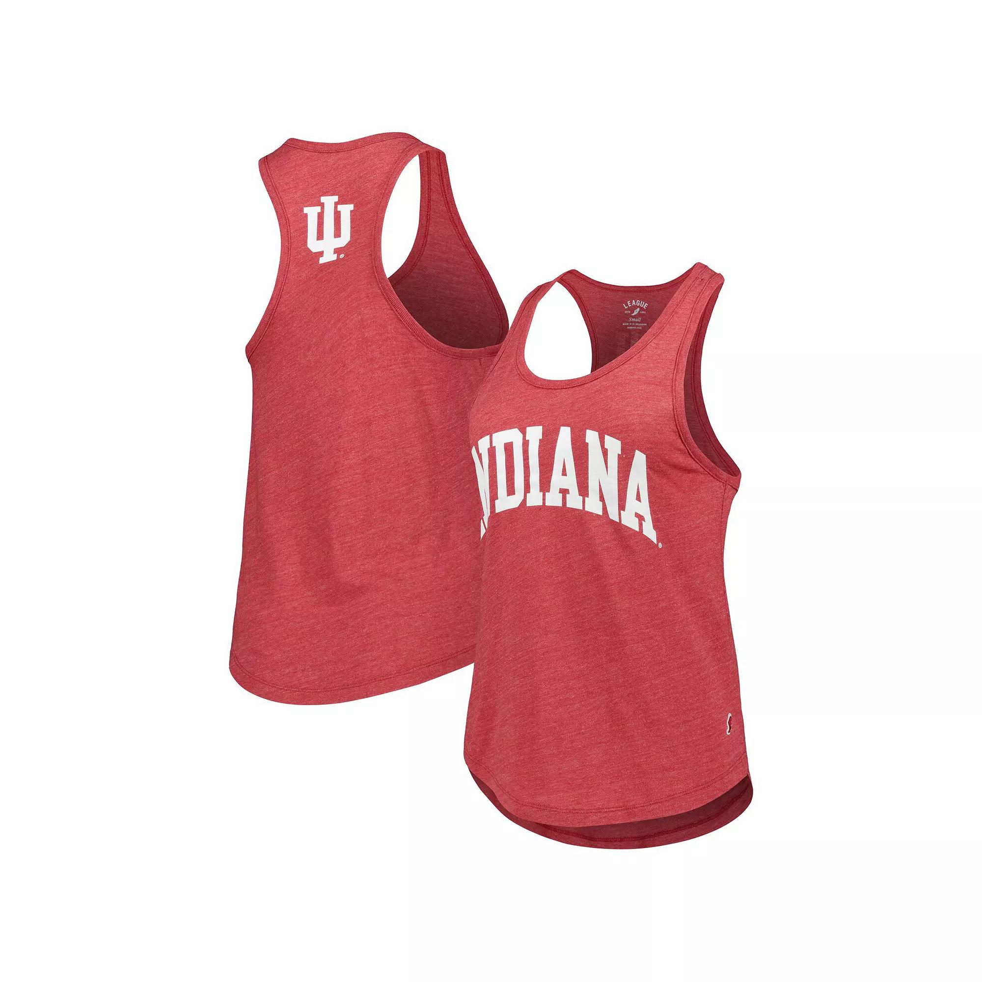 Women's League Collegiate Wear Heather Crimson Indiana Hoosiers Two-Hit Intramural Tri-Blend Scoop Neck Racerback Tank Top,  Product Image