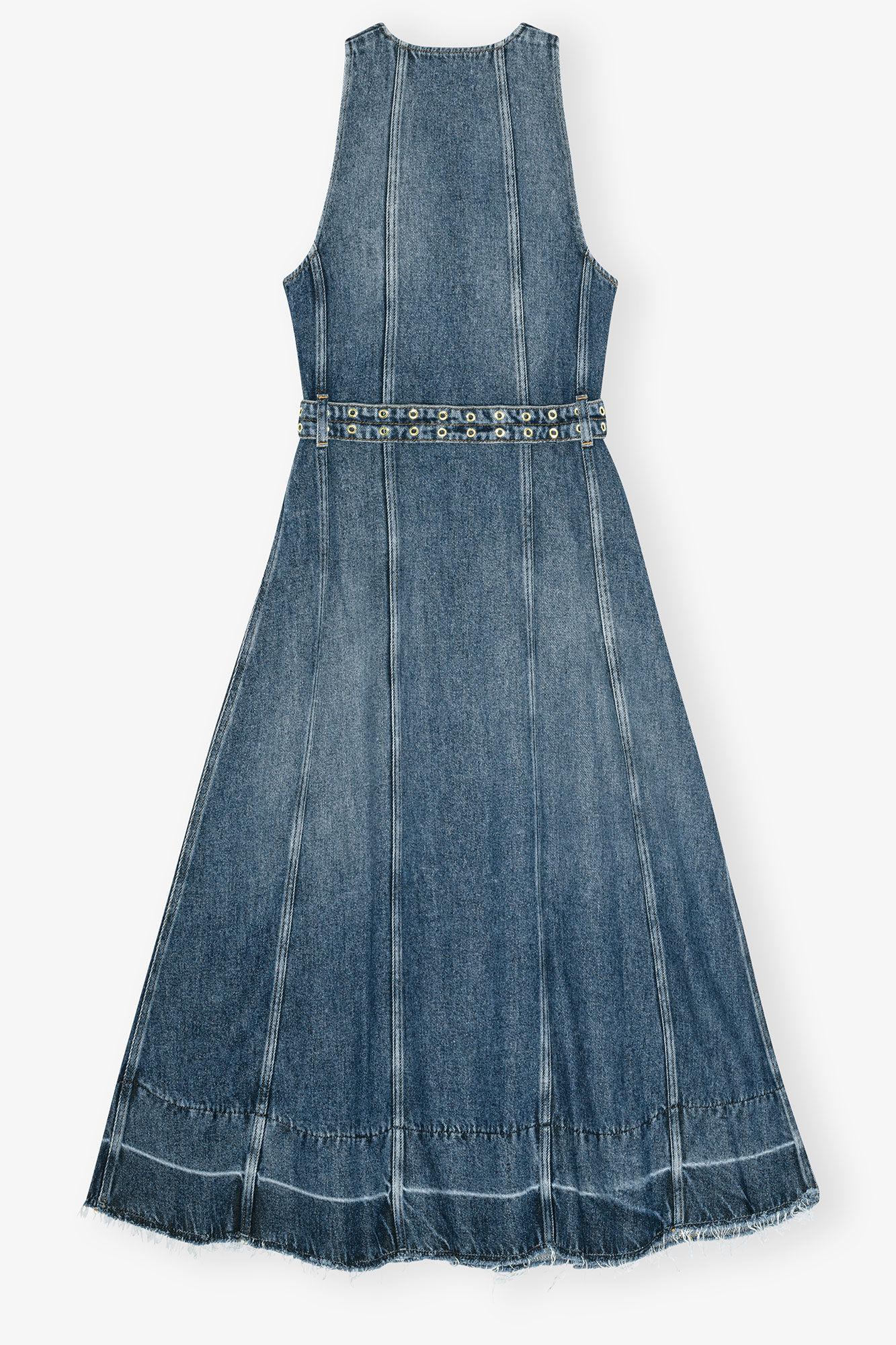 Blue Belted Midi Dress Product Image