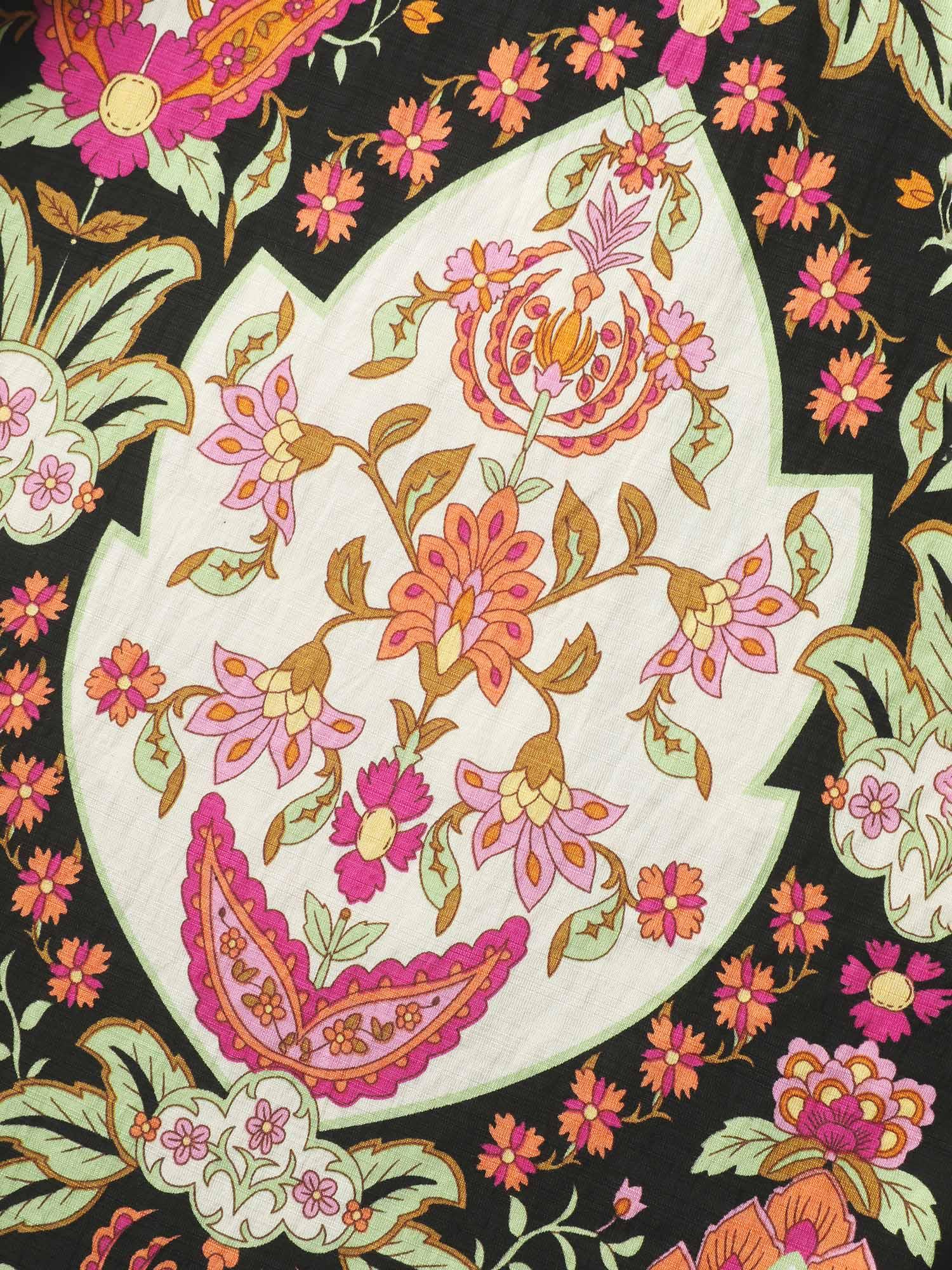 Floral Print Ruffled Sleeve V-Neck Midi Dress Female Product Image