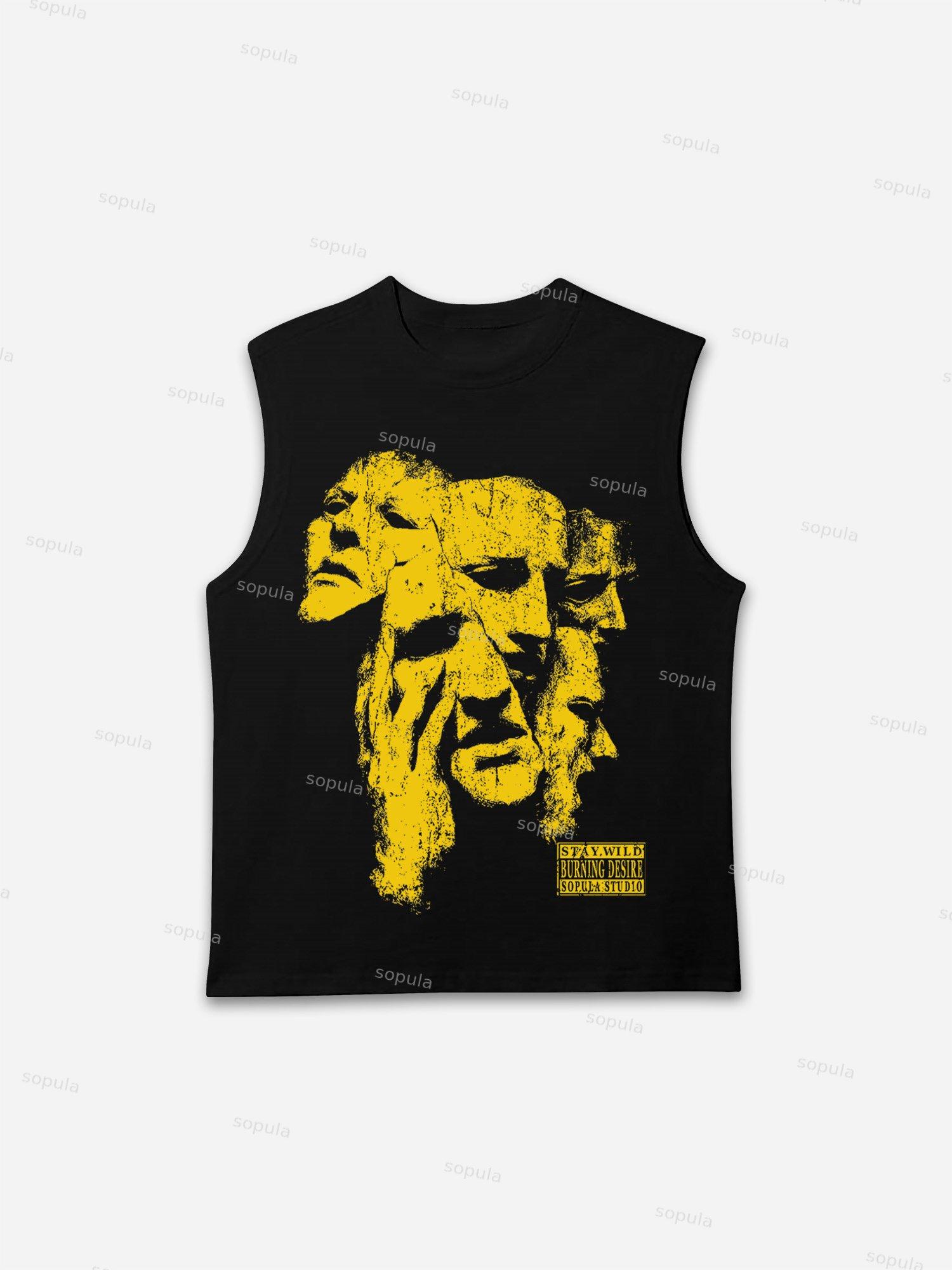 Sopula Abstract Mask Graphic Print Tank Top Product Image