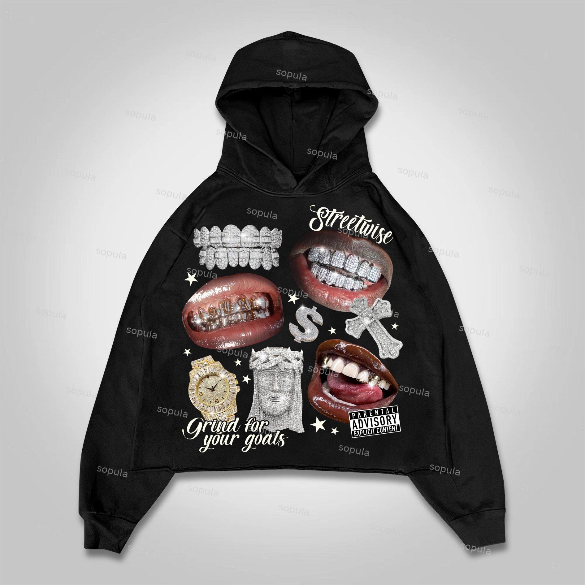 Sopula Street Wealth Collage Graphics Pocketless Hoodie Product Image