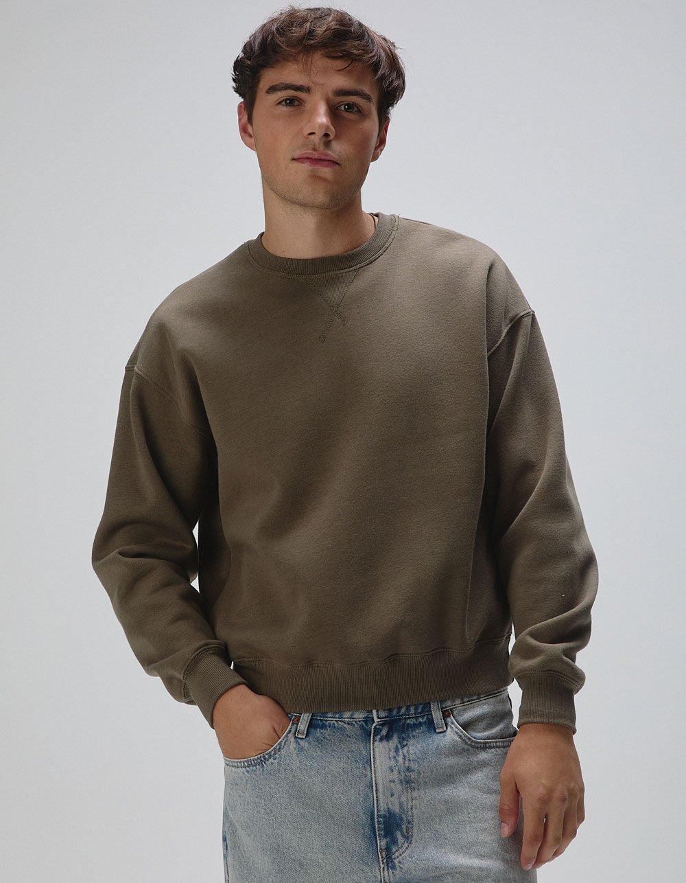 RSQ Mens Oversized Crewneck Sweatshirt - OLIVE Product Image