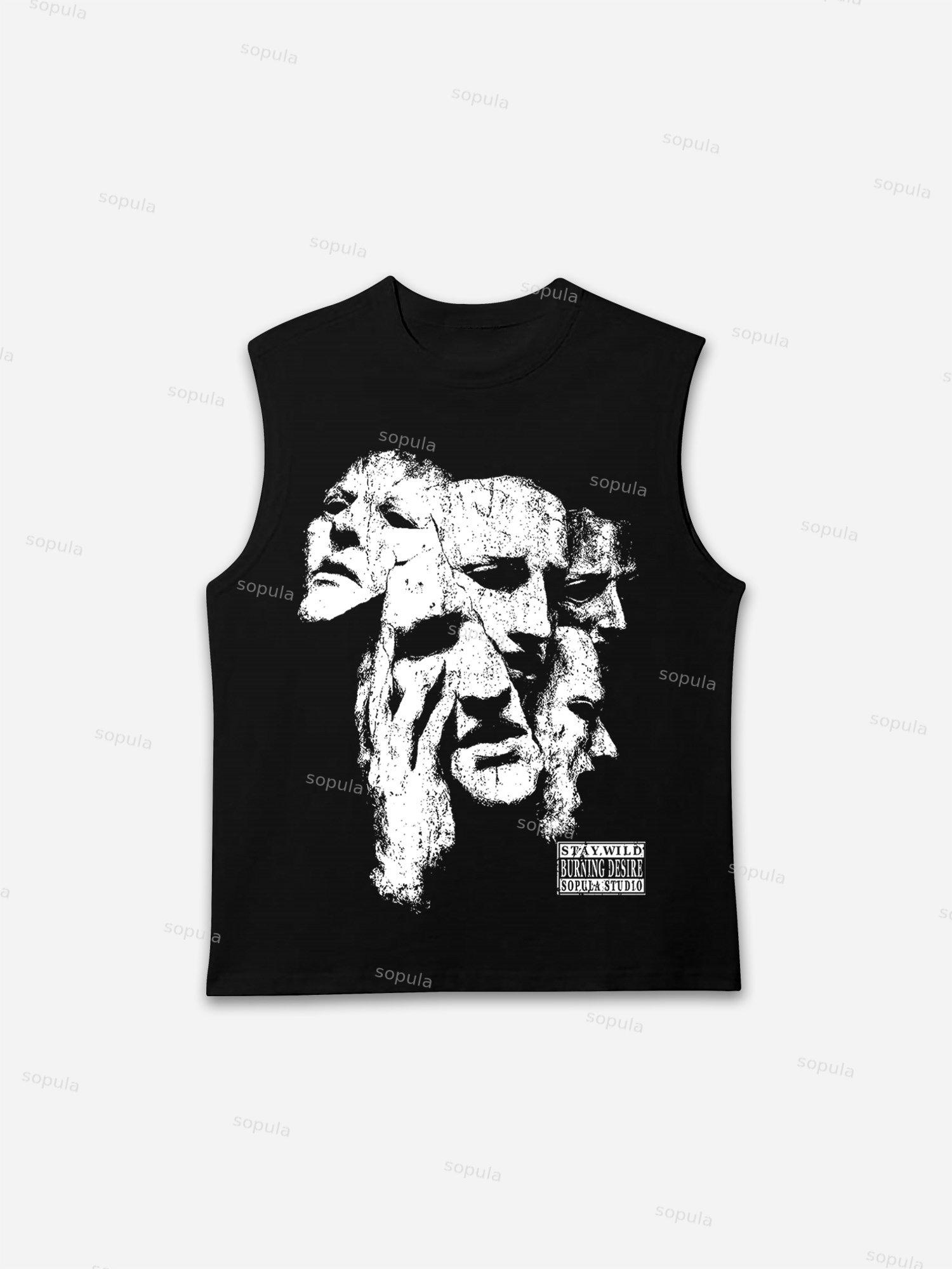 Sopula Abstract Mask Graphic Print Tank Top Product Image