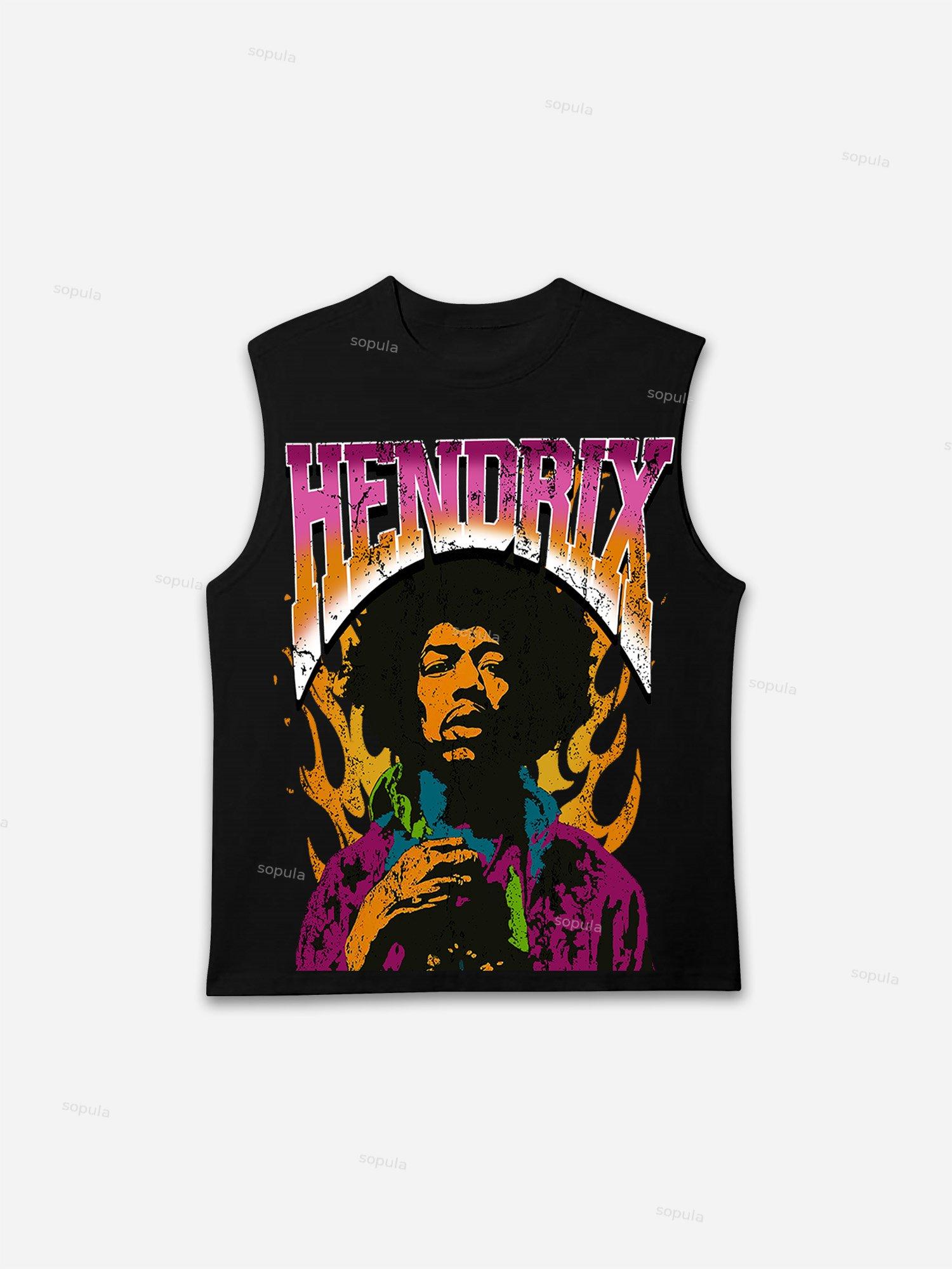 Sopula Jimi Hendrix Print Cotton Tank Top Product Image