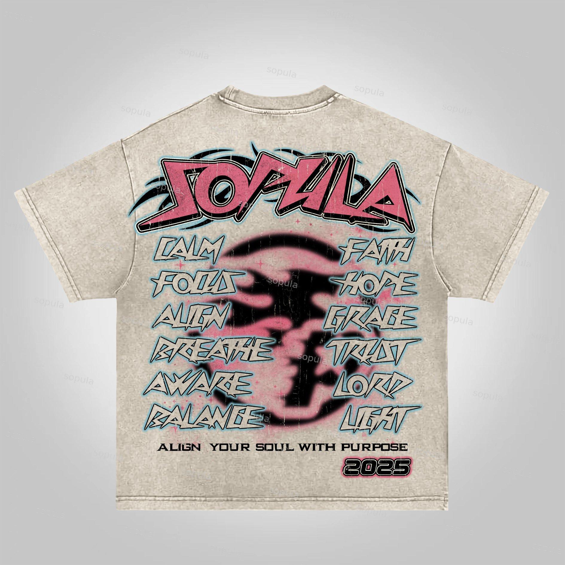 Sopula 2025 Meditation & Faith Vintage Graphic Washed Cotton T-shirt Product Image