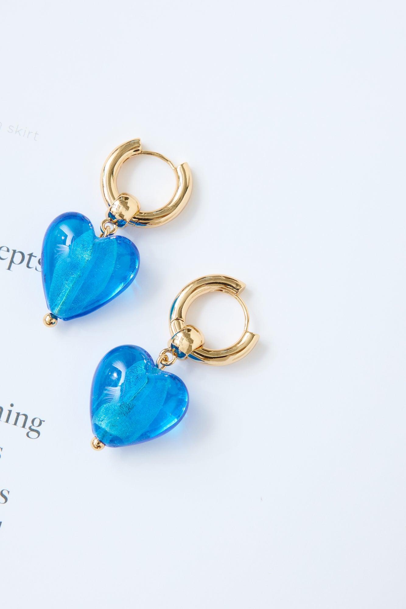 18k Gold Plated Glass Castle Earrings Blue Product Image