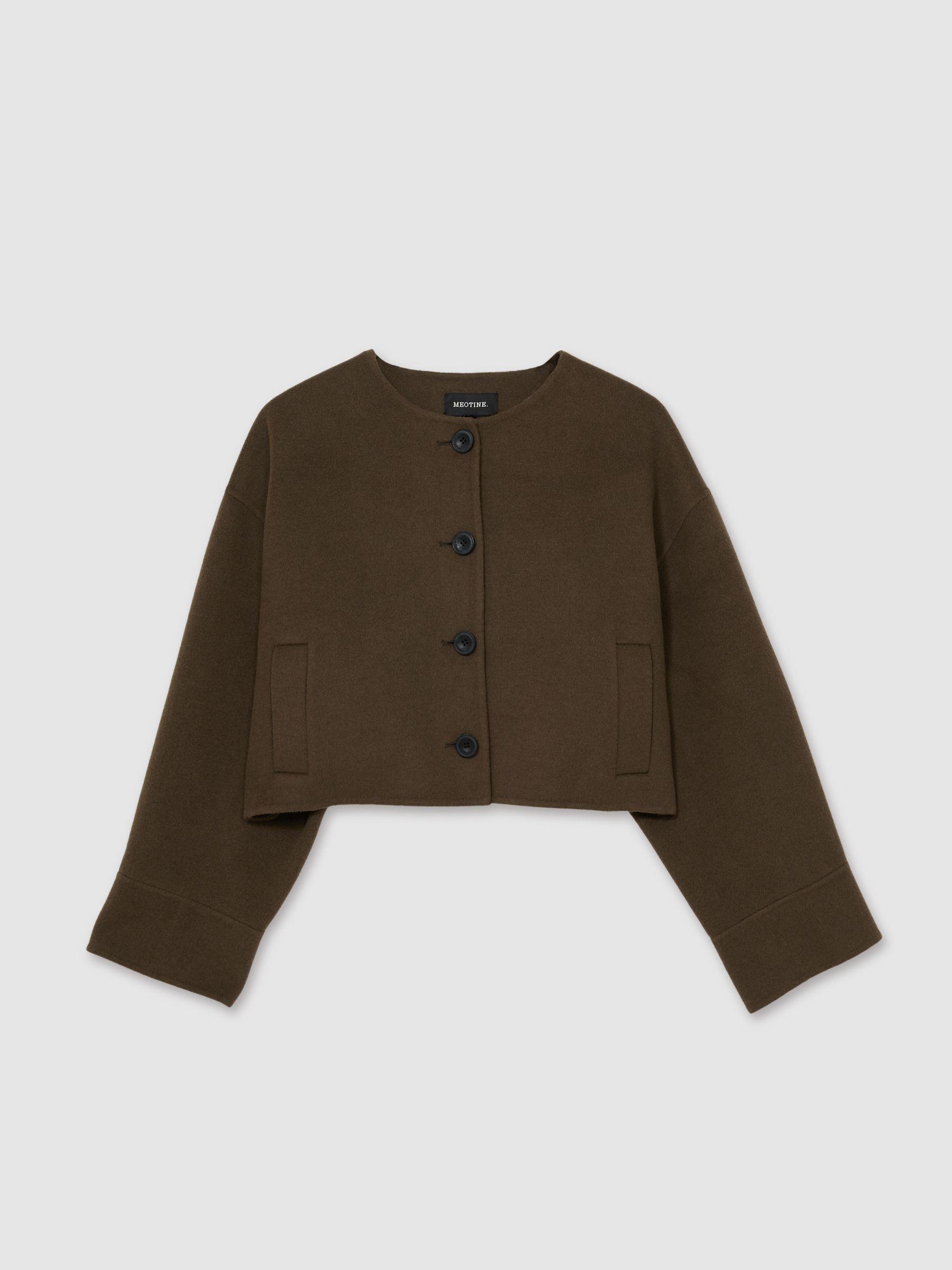 Meotine Wool-Blend Cropped Jacket in Brown Product Image