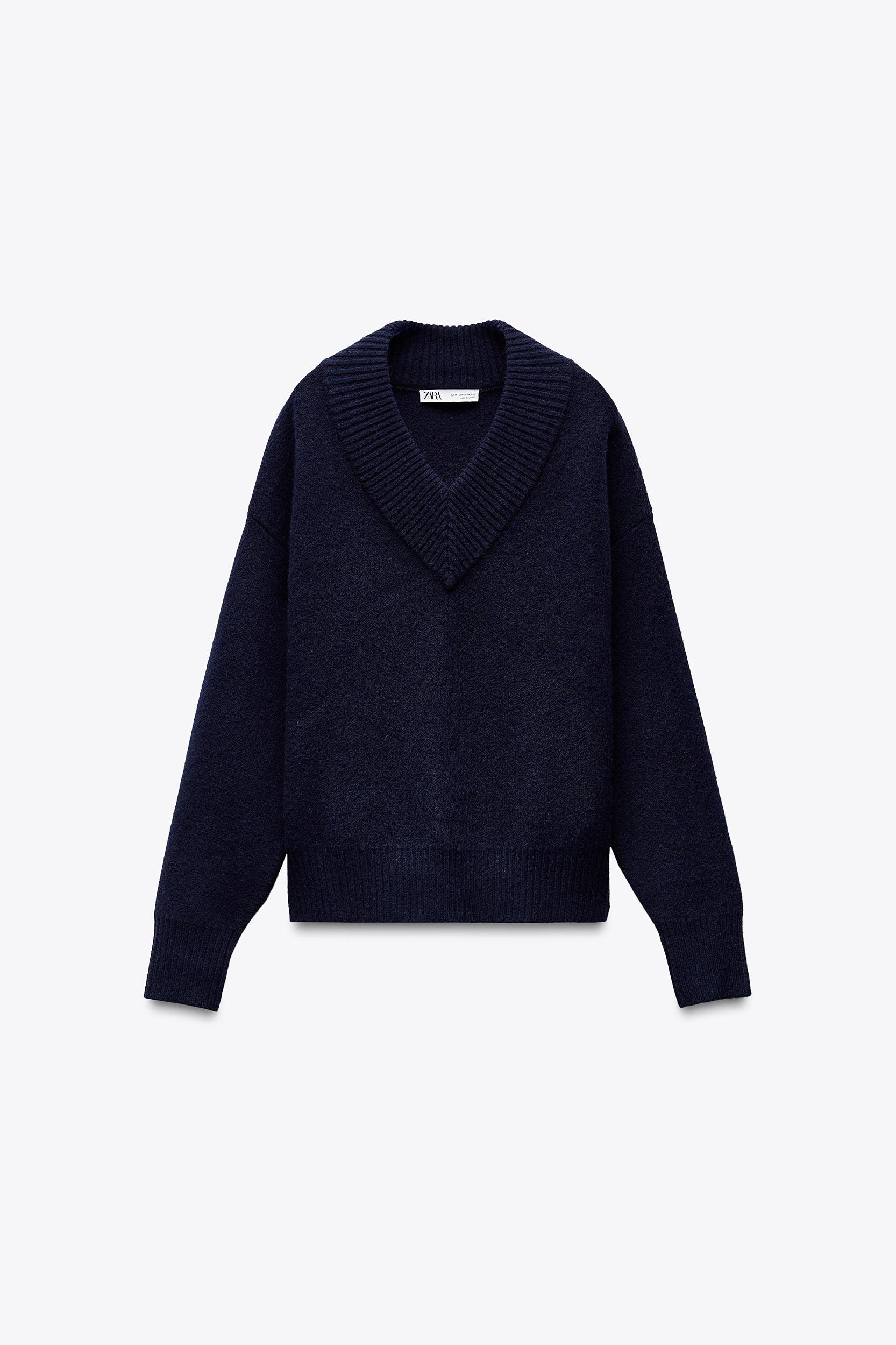 BASIC V-NECK KNIT SWEATER Product Image