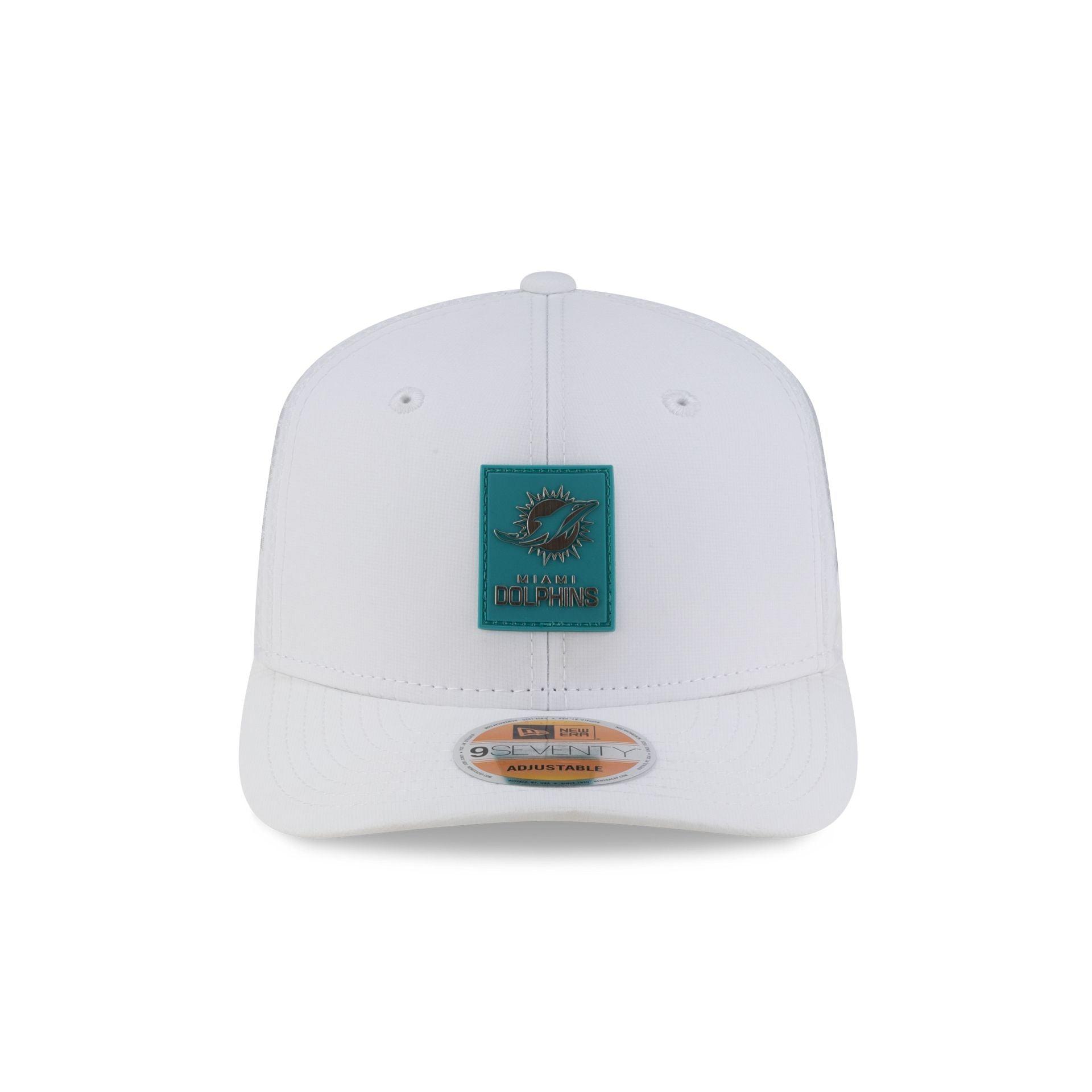 Miami Dolphins 2025 Sideline Hot Weather White 9SEVENTY Trucker Hat Male Product Image