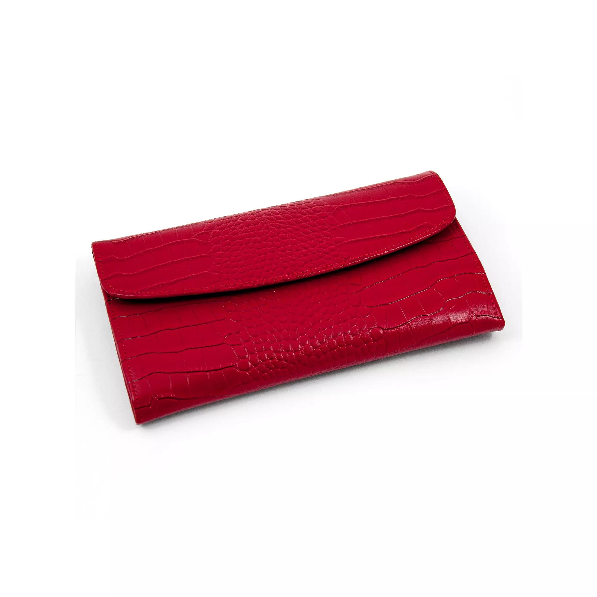 Bey-Berk Crocodile Leather Jewelry Clutch, Women's, Red Product Image