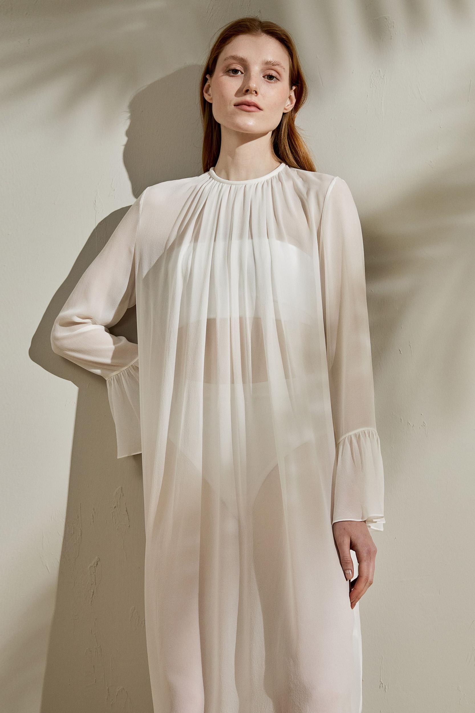 Crewneck Silk Georgette Dress Product Image