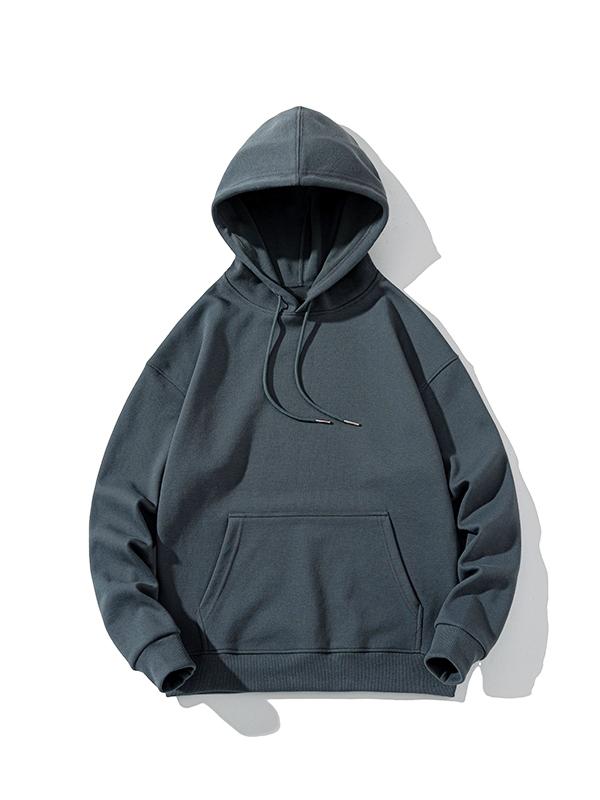 Men’s Solid Color Pure Cotton Drop Shoulder Oversized Hoodie Product Image