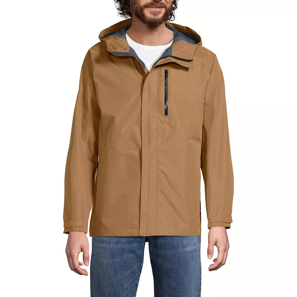 Men's Lands' End Waterproof Hooded Packable Rain Jacket,  Product Image