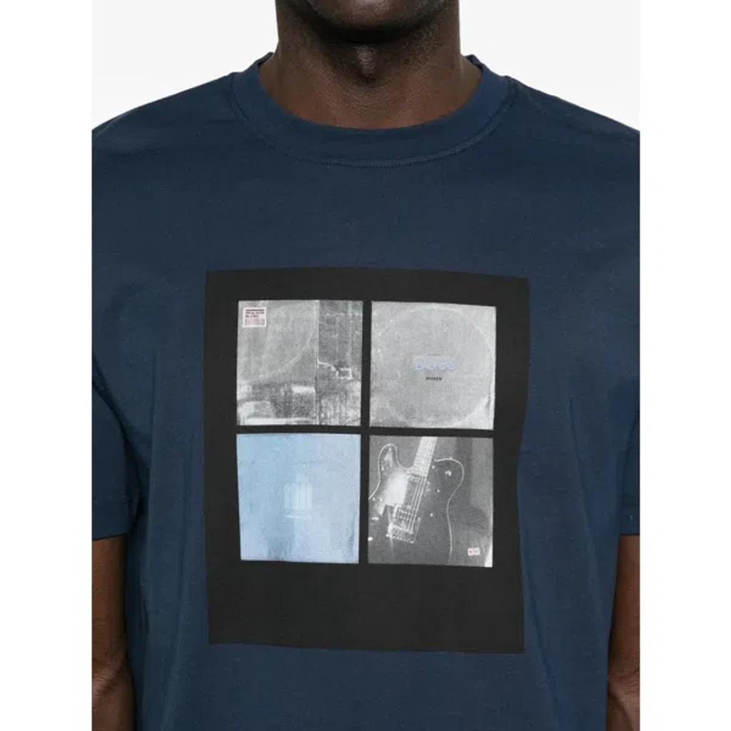 HUGO BOSS Graphic-print T-shirt In Blue Product Image